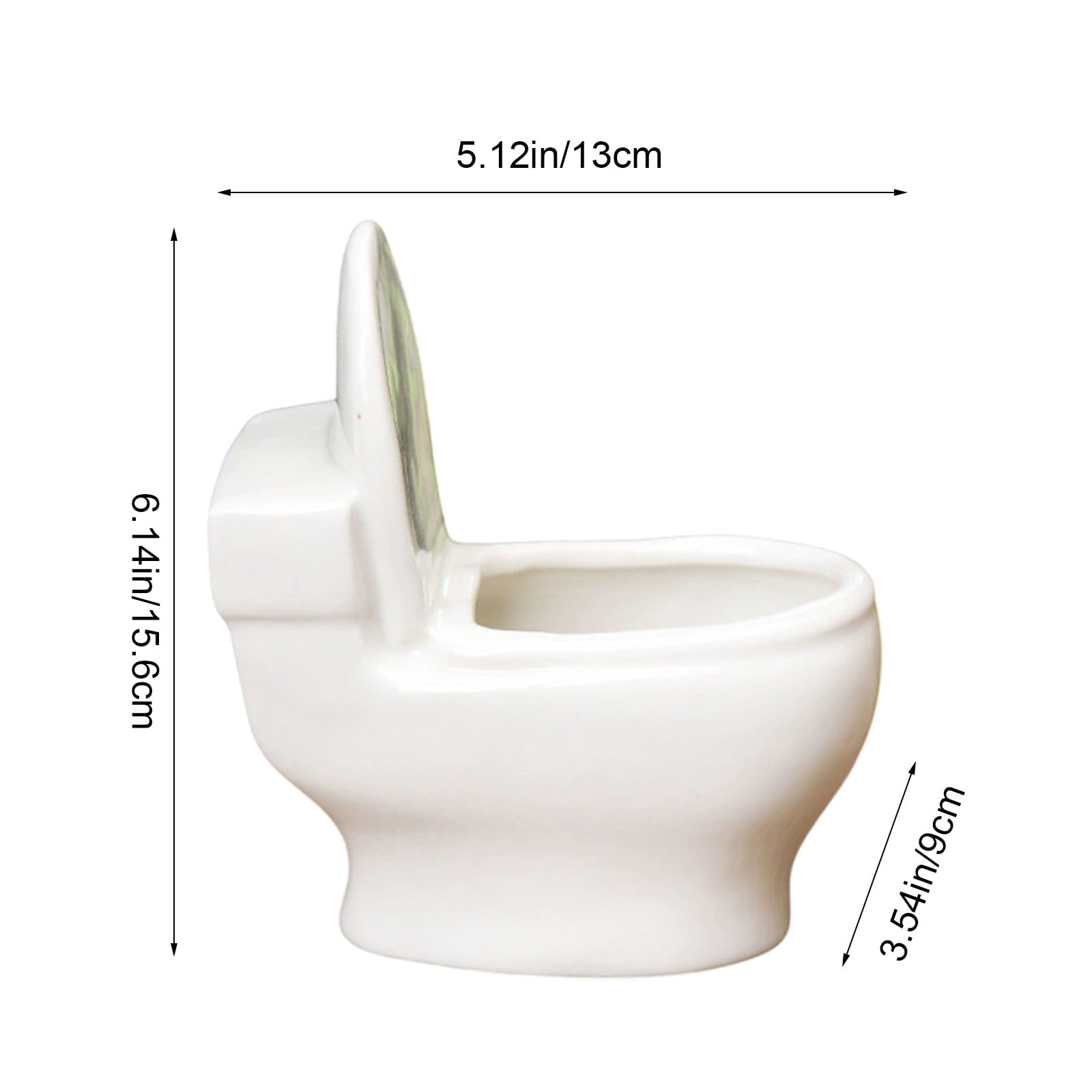 Personalized Toilet-Shaped Succulent Planter,White Ceramic Desktop Flower Pot,Unique European Style Small Plant Holder w/ Drainage,Perfect for Office Desk Balcony or Indoor Gardening Display-White-L