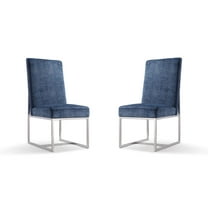 Manhattan Comfort Element 18.9" Velvet Dining Chair in Blue (Set of 2)