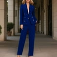 thumbnail image 2 of QHFBli Womens Two Piece Blazer Outfits Business Suit Set Work Office Notched Collar Jacket Dressy Matching Pantsuit, 2 of 9