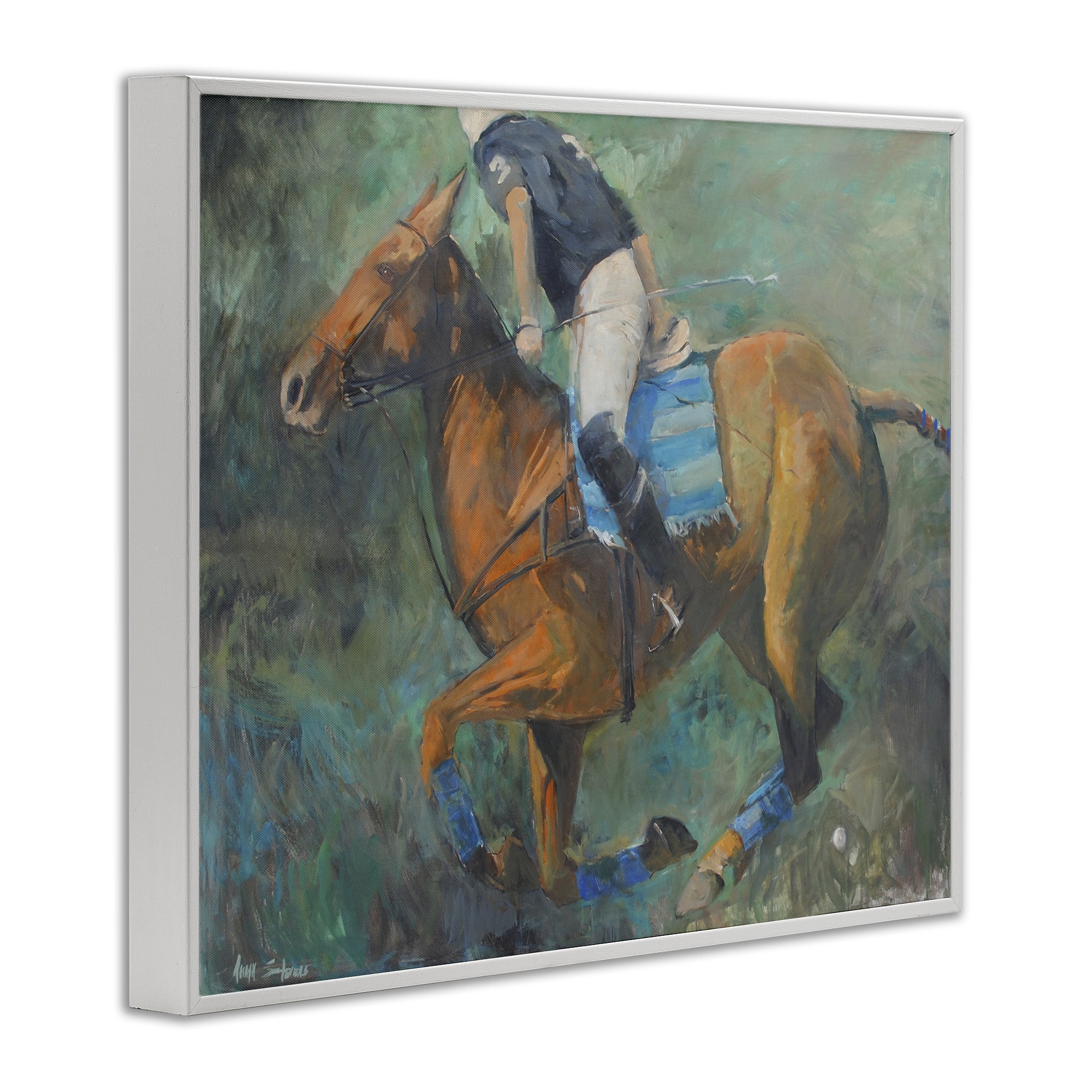 Stupell Industries Polo Rider in Dynamic Motion White Framed Giclee Art, design by Jadei Graphics