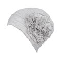 thumbnail image 4 of GUOOL For Ladies Solid Elastic Flower Hat Turban Chemo Cancer Hair Loss Cap Head Wrap light grey, 4 of 9