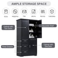 thumbnail image 3 of Bathroom Cabinet, 62.2" Tall Storage Cabinet with Doors and Shelves, Freestanding Linen Closet for Bathroom, Kitchen, Living Room, Black, 3 of 9
