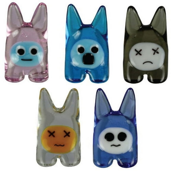 BrainStorm BunEEz Glass World Miniature Glass Figurines, 5-Pack, rEEce/roBBY/daFFy/ziGGy/maDDie