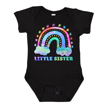 

Inktastic Little Sister Watercolor Rainbow with Clouds Gift Baby Girl Bodysuit