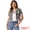 Black, variant on Women's Short Sleeve Tweed Jacket Crew Neck Button Front Cropped Cardigan M Pink