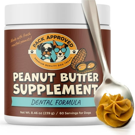 Pack Approved Dog Peanut Butter - with Ocean Kelp to Support Oral Care & Act as Dog Plaque and Tartar Remover - Lick Mat Treats for Bad Breath - Dental (8.46oz)