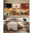 thumbnail image 3 of SHENIFY Set Watercolor Sunrise Boho Landscape Wall Art 16x24in3pcs Natural Framed Mountain Range Forest Desert Nature Wilderness Farmhouse Rustic Modern Art Decorative, 3 of 5