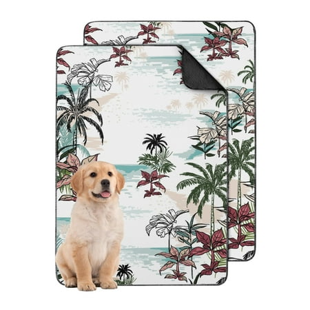 Non-Slip Reusable Pet Pee Pads Hawaiian Pattern Washable Absorbent Pad for Indoor Accident Management and Home Use (Hawaiian plant patterns 24 x35 )