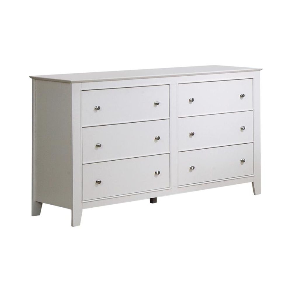 6 Drawer Wood Dresser With Clean Lines White Walmart Com Walmart Com