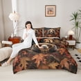 thumbnail image 4 of Feelyou 3D Brown Bear Full Size Comforter Sets, Farmhouse Autumn Leaves Bedding Sets, 3pcs, 4 of 8