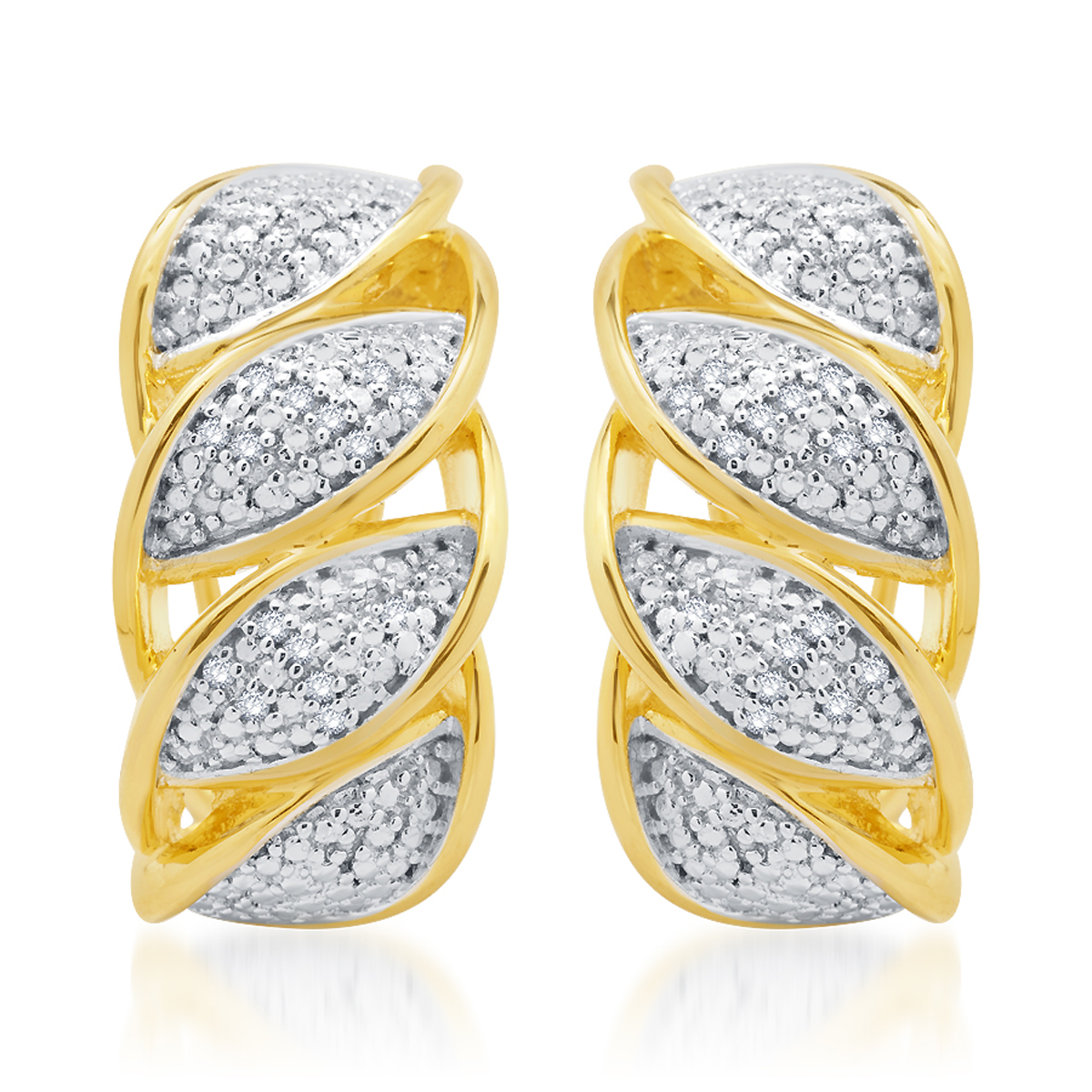Diamond Accent 14k Yellow Gold Tone Huggies Hoop Earrings