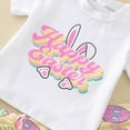 thumbnail image 5 of Kaprioy My First Easter Baby Girl Outfit Girls Clothes Easter Outfit Short Sleeve Cute Bunny Letter Print T-Shirt Tops + Bell Bottoms Flare Pants, 5 of 7