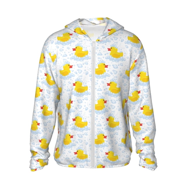 Fotbe Yellow Rubber Duck Chaqueta con Protección Solar UPF 50+ para Hombre y Mujer, Camisa con Capucha y Bolsillos-XX-Large