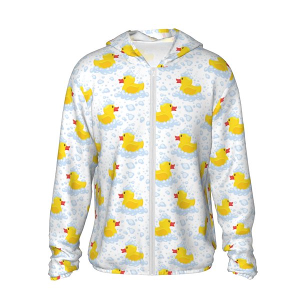 Fotbe Yellow Rubber Duck Chaqueta con Protección Solar UPF 50+ para Hombre y Mujer, Camisa con Capucha y Bolsillos-Large
