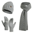 thumbnail image 2 of 3Pcs/Set Knit Scarf/Hat/Gloves Set, Soft Warm Beanie, Touch Screen Unisex Cable Knit Winter Cold Weather Gift, 2 of 8