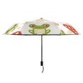 thumbnail image 3 of Frogs Mushrooms Cartoon Cute All Weather Umbrella Triple Folding Parasol 6 Ribs UV Protection Portable, 3 of 8