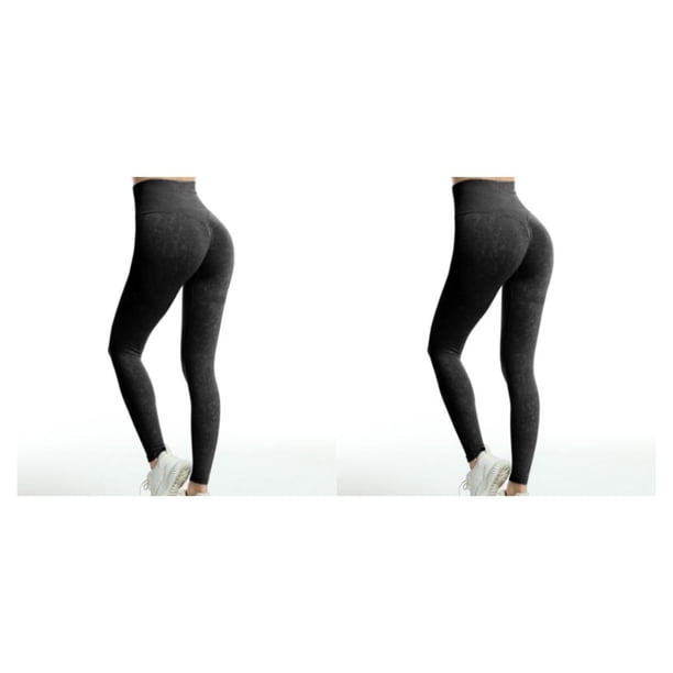 Sonducket Pantalones de yoga elásticos de cintura alta para mujer, pantalones deportivos de entrenamiento para gimnasio en casa, pantalones Negro L 2Conjunto