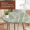 thumbnail image 6 of Tropical Bloom Silhouettes Fitted Tablecloth with Elastic Edged, Round Table Cloth for Dining Table, Green Palm Leaf Waterproof Oil Proof Table Cover for Indoor Outdoor 55"-60", 6 of 9
