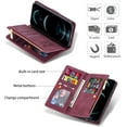 thumbnail image 4 of Wallet Case for iPhone 13 Pro Max 6.7 inch, Vintage Premium PU Leather Cover Flip Case with Card Slots Magnetic Closure Zipper Pocket Kickstand Handbag with Hand Strap - Burgundy, 4 of 17