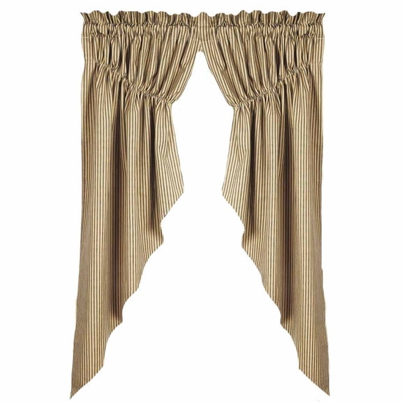 Home Collection by Raghu York Ticking Black Gathered Swag, 72 by 63"