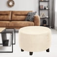 thumbnail image 4 of Abbracc Round Slip Covers Ottoman Slipcovers Spandex Removable Footstool Protect Covers Beige, 4 of 8