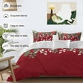 thumbnail image 3 of Christmas Duvet Cover Set Full Size, Winter Poinsettia Pine Cones Pine Needles Red 4 Piece Soft Microfiber Bedding Set with 1 Duvet Cover, 1 Flat Sheet, 2 Pillowcases, 3 of 9