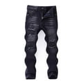 thumbnail image 5 of Sweatpant Jeans Elastic Waist Boy's Stylish Moto Biker Ripped Distressed Skinny Fit Stretch Fashion Denim Jeans Ripped Jeans For Boys 10-12, 5 of 5