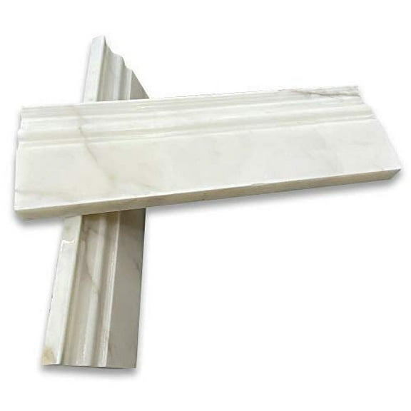 Stone Center Online Calacatta Gold Marble 4x12 Baseboard Crown Molding Honed Kitchen Bath Wall Floor Backsplash Shower (1 Piece)