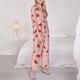 thumbnail image 3 of Balery Strawberry Conjunto de Pijama con Estampado para Mujer, Conjunto de Dos Piezas con Manga Larga, Ropa de Dormir Suave con Bolsillos, Pijamas Cómodos-Large, 3 of 7