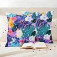thumbnail image 3 of Tropical Leaf Outdoor Waterproof Pillow Covers, Purple Palm Plant Summer Flower Pastoral Decorative Square Throw Pillowcase Sofa Cushion Sham for Patio/Couch/Chair, 18"x18" 2 Pack, 3 of 8