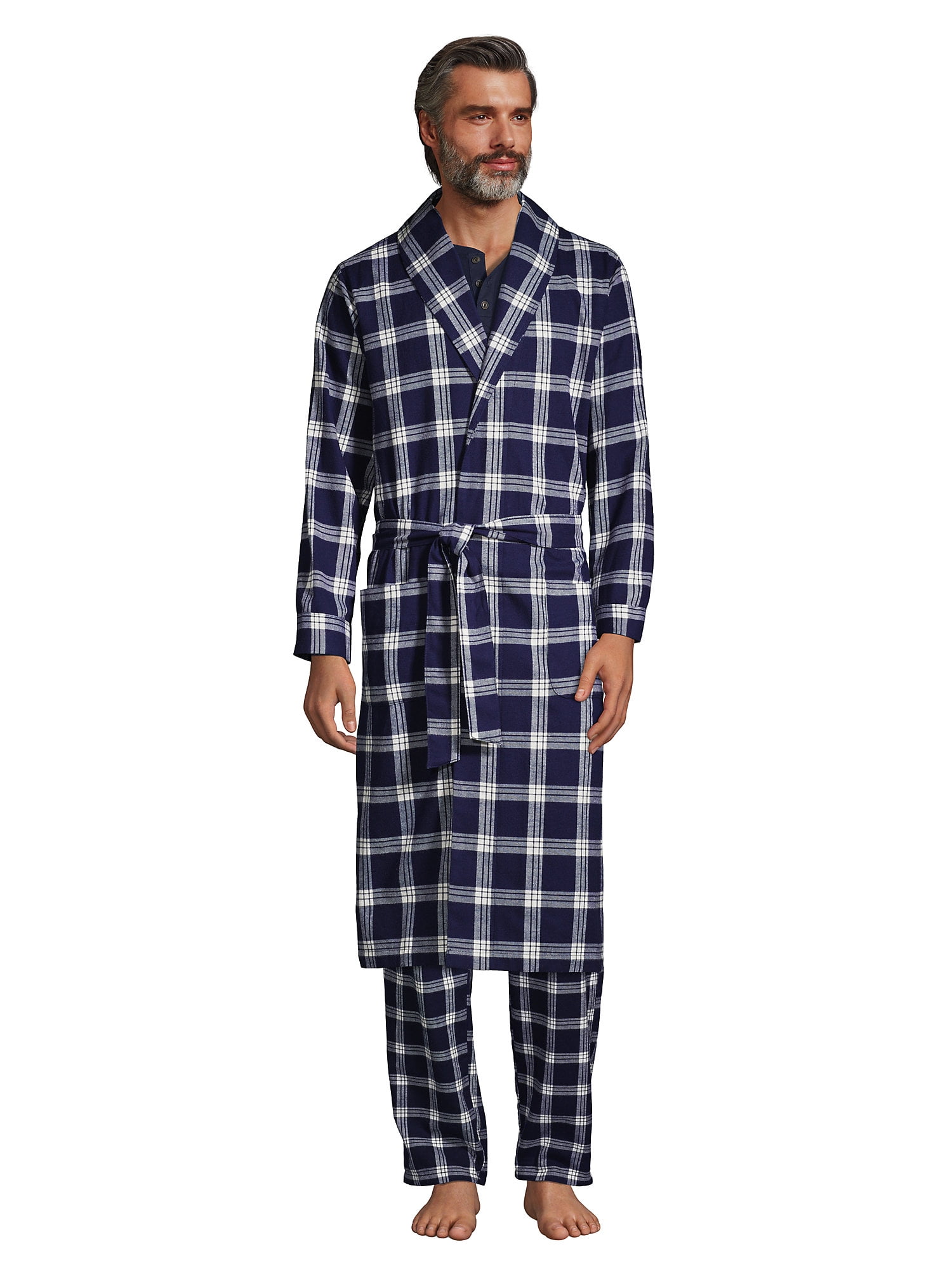 Lands' End Men's Flannel Robe - Walmart.com