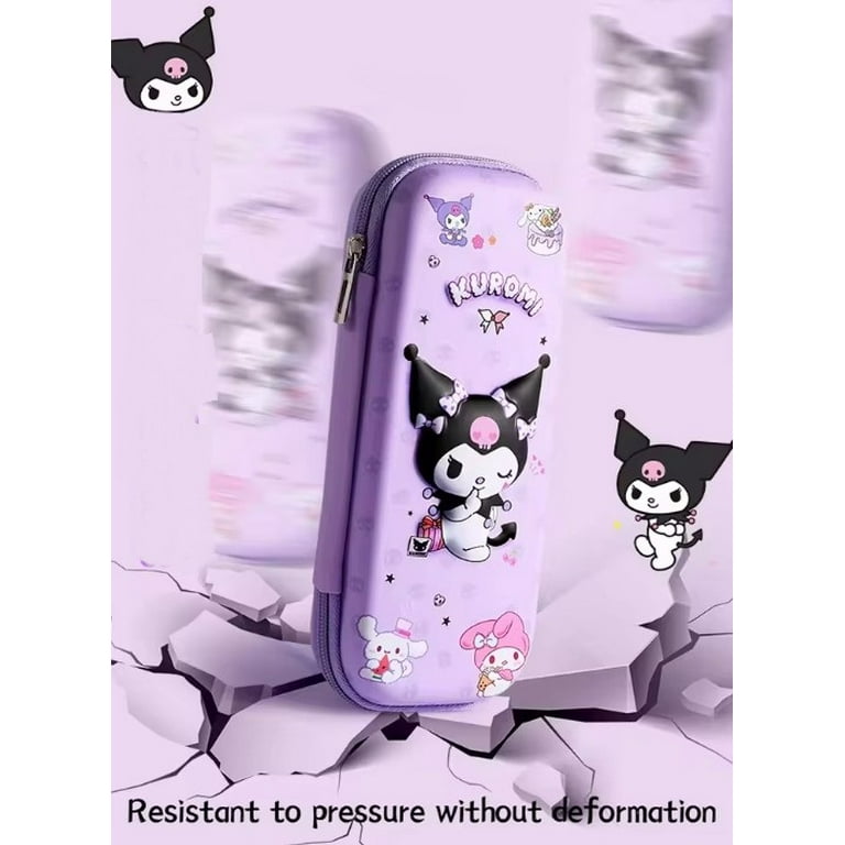 Kuromi 4pc set small zipper tote, phone cross body, zipper pouch, & pencil case RavEnt Kuromi Pencil Case with Zipper for Boys and Girls  main image 3