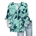 thumbnail image 2 of Helii Womens Flared Sleeve Shirt Boho Print V Neck Dressy Casual Tops Trendy Flowy Loose Blouse Fashion Beach Sun Outfits Spring Summer S-3XL, 2 of 5