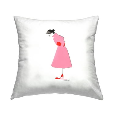 Stupell Industries Pink Glam Fashionista Square Decorative Printed Throw Pillow, 18 x 18