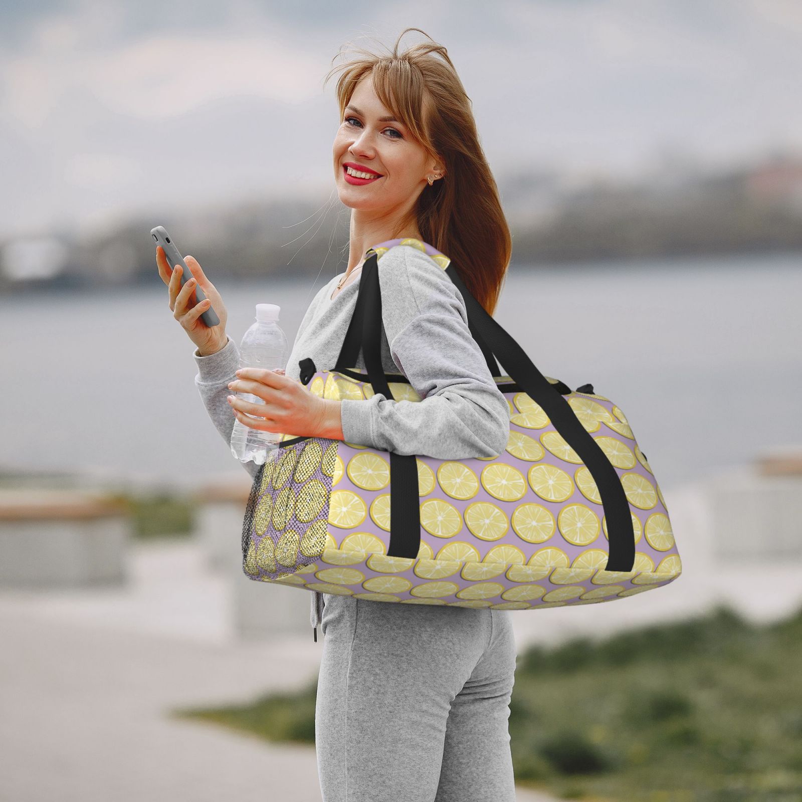Fuzoiu Yellow Lemon Slices Print Travel Duffle Bag,Carry On Tote Bags,Duffel Bag,Sport Gym Bag, Hospital Bag for Labor and Delivery, Overnight Bag,Luggage Bag