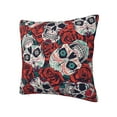 thumbnail image 2 of YFYANG Square Decorative Throw Pillow Case (Without Pillow Insert), Vintage Rose Skull Pattern Bedroom Sofa Car Cushion Cover, 24"x24", 2 of 9