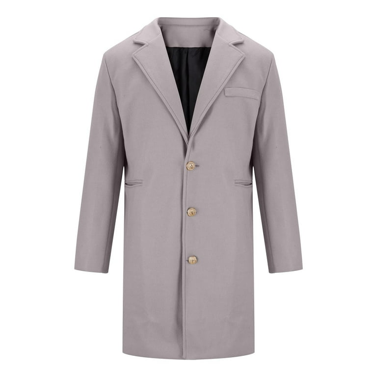 FAHUOMU Men's Winter Coat Oversized Notched Long Jacket Trench