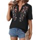 thumbnail image 1 of Camisas Mexicanas para Mujer, Blusa Tradicional de Verano Bordada, Túnica Floral, Cuello en V, Camiseta de Corta. Negro S, 1 of 9