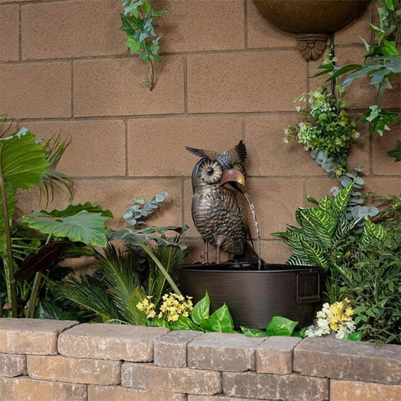 Garden Art Owl Fountain Fountains Iron Crafts Artisitc Decorations Outdoor Decoration Resin Artware