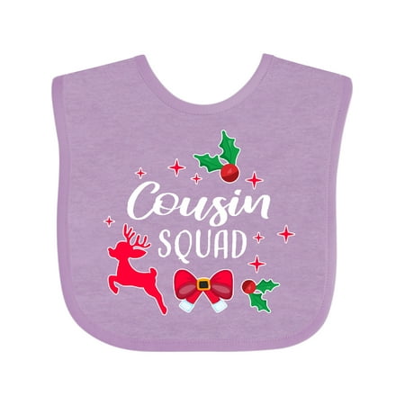 

Inktastic Christmas Cousin Squad with Holly Reindeer Silhouette and Bow Gift Baby Boy or Baby Girl Bib