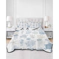 thumbnail image 2 of Quilts Twin Size Bedding Set, Blue Coastal Lightweight Quilted Comforter, Nautical Summer Beach Coral Sea Turtle Soft Reversible Bedspread Coverlet with Pillow Covers for All Season, 68" x 86", 2 of 7