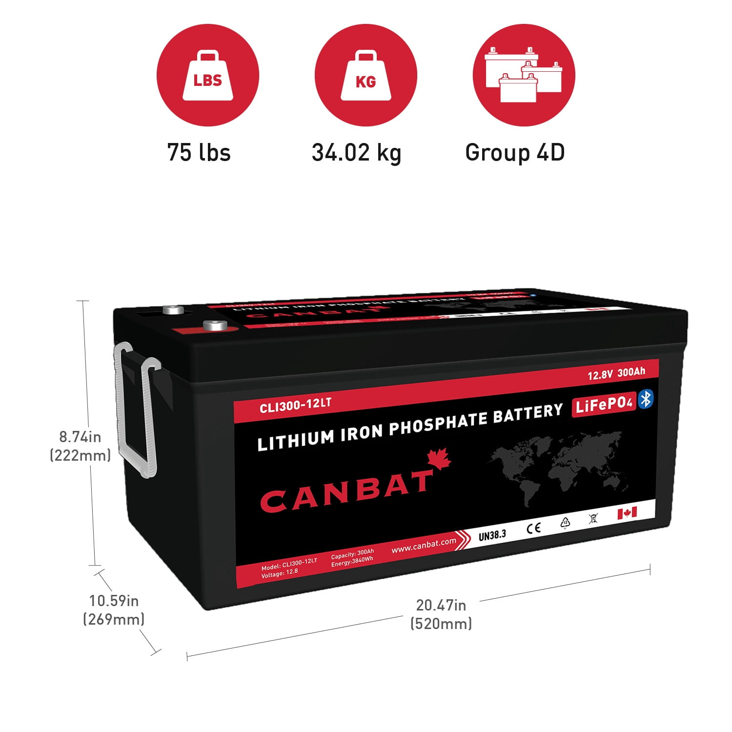 12V 300Ah Cold Weather Lithium Battery (LiFePO4)