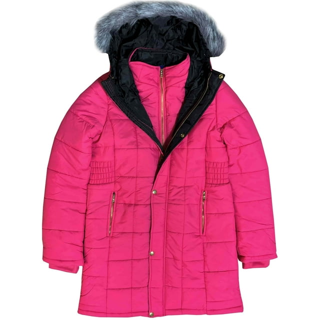 Women’s Warm Winter Coat Puffer Jacket with Hoodie Removable Fur