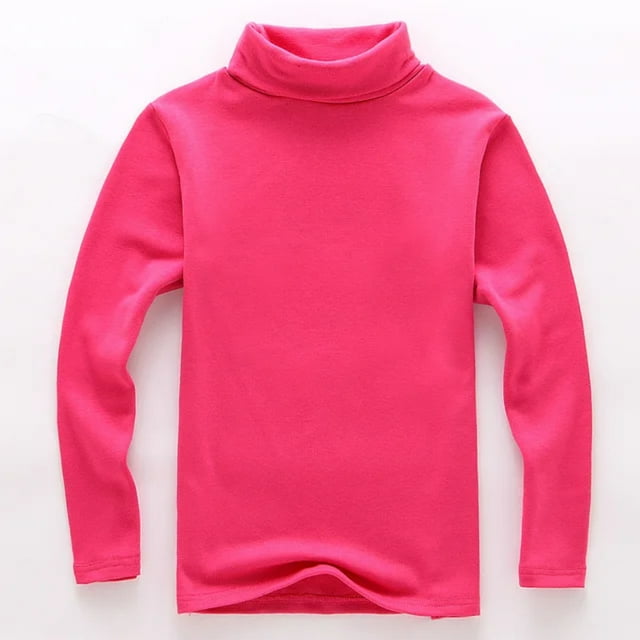 LNGOOR Nouveau 2021 Automne Hiver Garçons Filles Mode T-shirt Uni Manches Longues Col Rond Chaud Décontracté