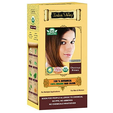 Indus Valley 100% Botanical Organic Dermatologist Recommended Chestnut Brown Hair Colour (Ecocert,