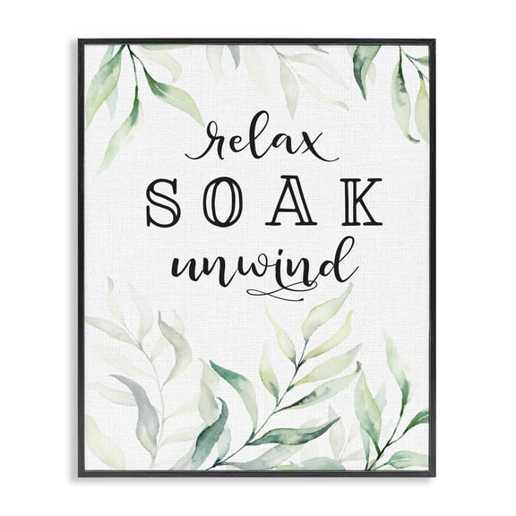 Soak & Unwind with Leaves Black Framed Giclee Art, design by Lettered and Lined