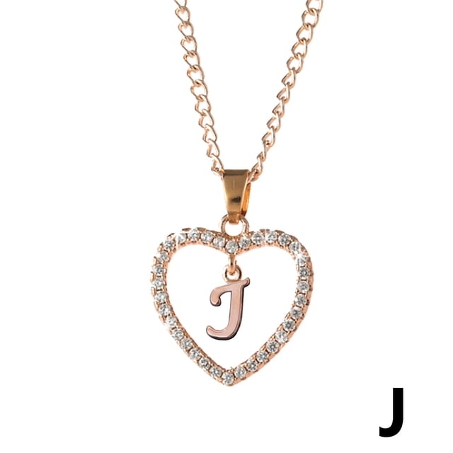 Fiudx Collar y Letras y 26 Letras de Circonitas En Forma de Corazón.