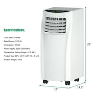 Costway 8000 BTU ASHRAE Portable Air Conditioner & Dehumidifier Function Remote w/ Window Kit White