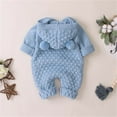 thumbnail image 4 of Newborn Baby Winter Outfit Wool Knitted Sweater Romper Infant Boy Girl Bear Ears Hooded Jumpsuit Warm Clothes, 4 of 6