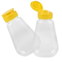 Soimiss 2pcs Empty Honey Squeeze Bottles Plastic Jars Dispenser Refillable Condiment Containers for Syrups Ketchup Salad Dressing